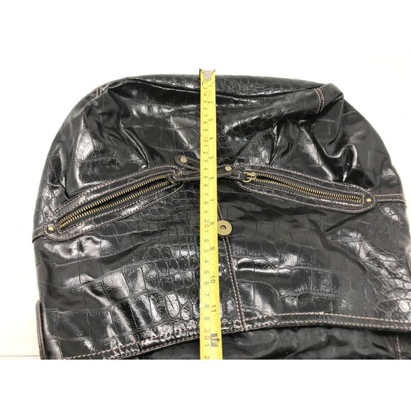 Elle Black Faux Alligator Croc Skin Purse - Large Hobo Bag - HandBag - women's B - Picture 14 of 16